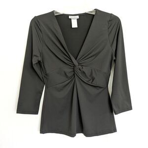 Tommy Bahama Rash Guard XS Black Twist Front 3/4-Sleeve UPF50 Vacation Beach